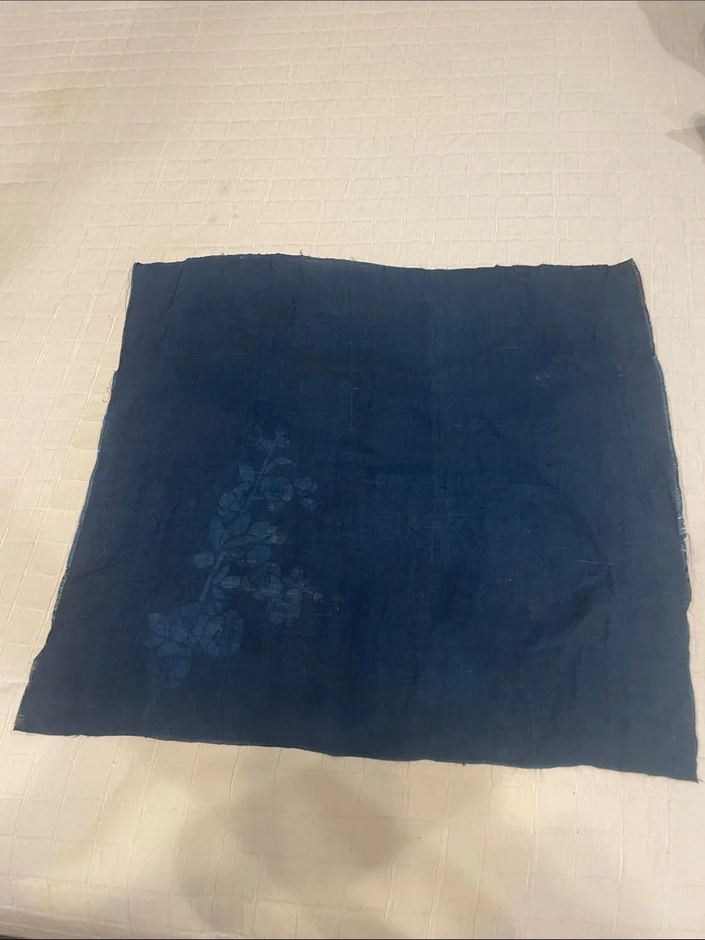 Y2K handcrafted Japanese Noren floral curtain doily cotton flowers navy blue